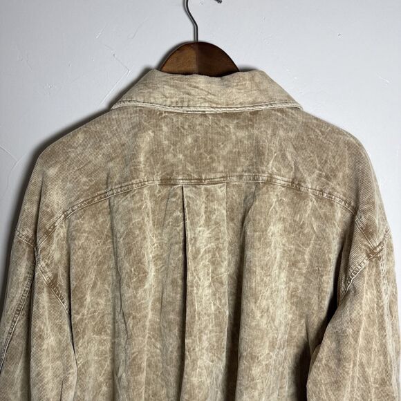 Bibi Corduroy Shacket Tan Pockets Distressed Women's Size XL Style IP4500-01 - Picture 9 of 16